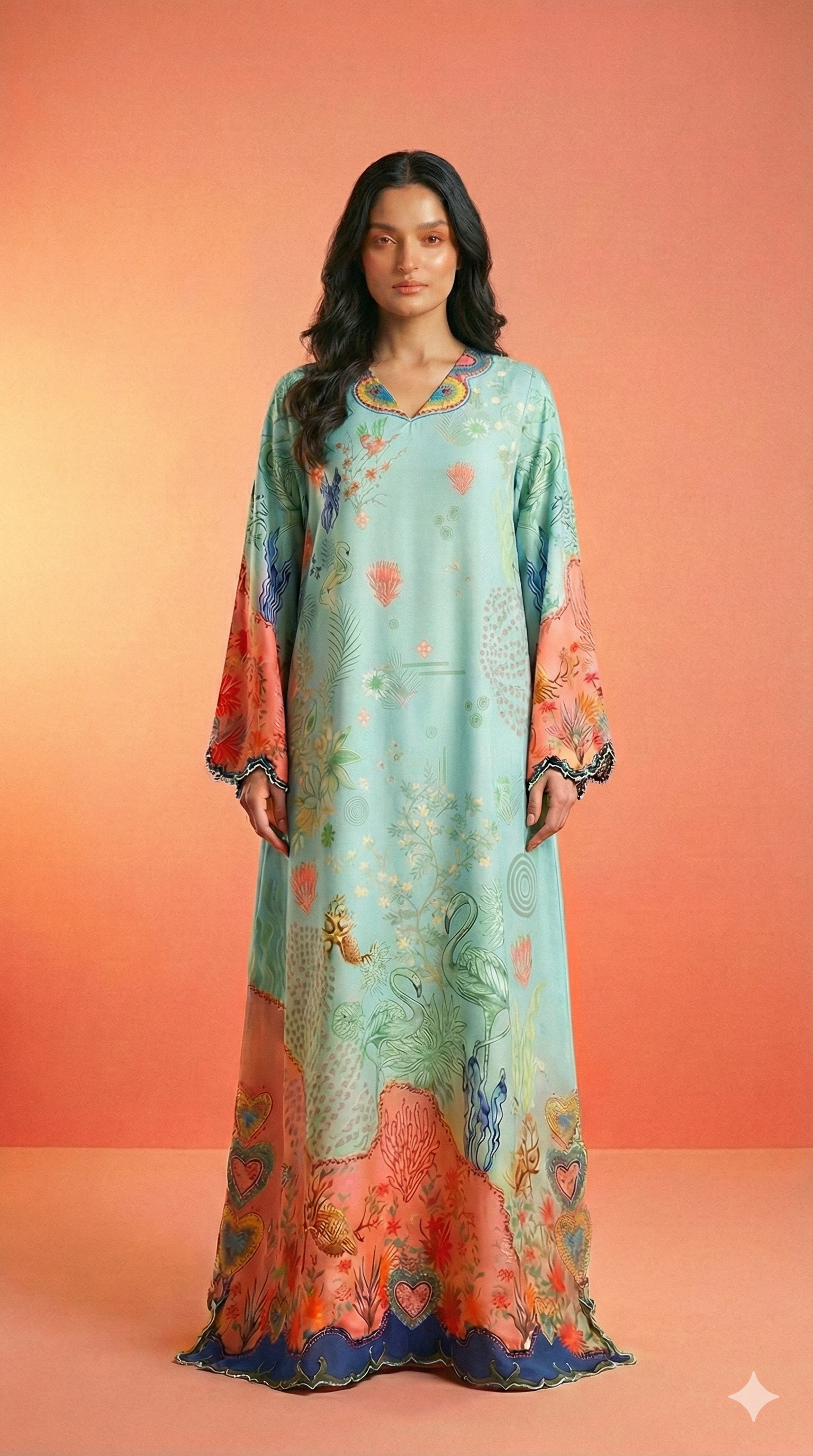 Blue Flamingo kaftan