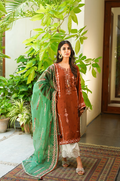 Brown and Green Dress