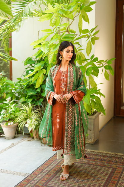 Brown and Green Dress