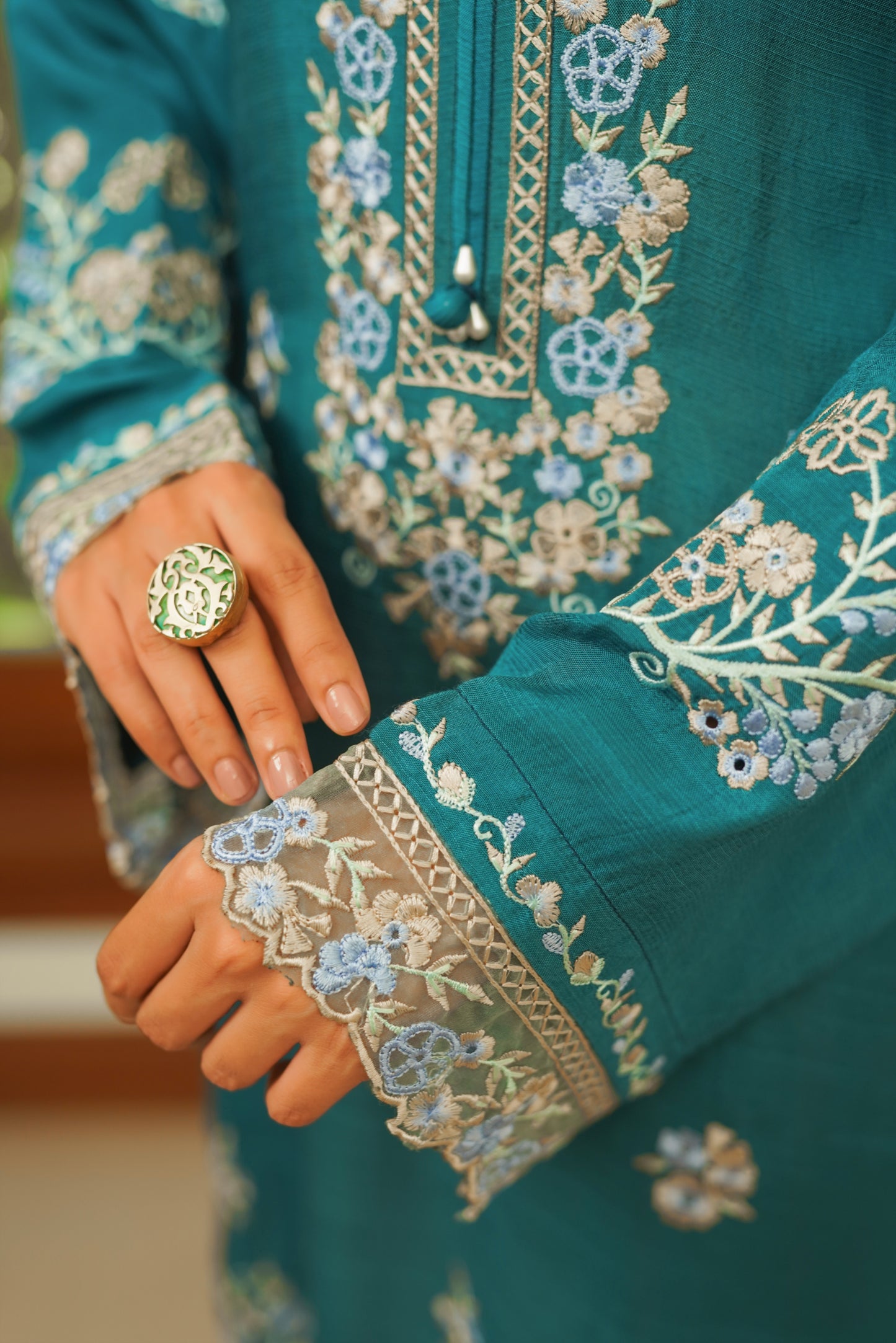 Midnight green and Teal dress